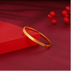 999.9足金古法護佑六字真言卡扣貴妃手鐲