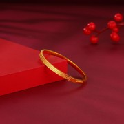 999.9足金古法簡約吉祥如意卡扣貴妃手鐲