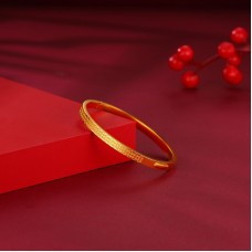 999.9足金古法簡約吉祥如意卡扣貴妃手鐲