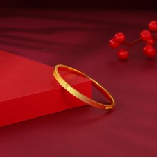 999.9足金古法簡約吉祥如意卡扣貴妃手鐲