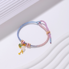 足金和田玉鈴蘭花鎏彩小福袋國風手繩