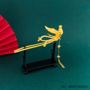 999.9 3D硬金好事蓮蓮蓮花金絲流蘇鳳凰於飛發簪鳳簪婚嫁頭飾金步搖鳳釵