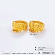 999.9 5D黃金立體豬豬雙喜婚嫁手鐲/對