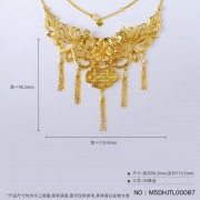 999.9 5D硬金鏤空花絲流蘇雙喜龍鳳婚慶婚嫁套鏈