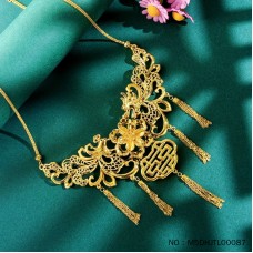 999.9 5D硬金鏤空花絲流蘇雙喜龍鳳婚慶婚嫁套鏈