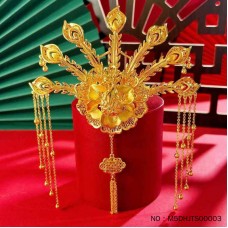 999.9 5D鳳凰於飛鏤空花絲雙囍結流蘇鳳冠鳳簪婚嫁頭飾鳳冠