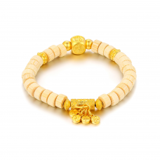 古法經典幾何平安喜樂福字金絲木珠串手鍊