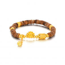 古法經典六字真言花卉蓮蓬木珠串手鍊