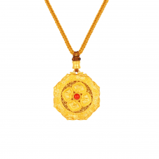 古法經典幾何四合如意花卉鏤空鎏彩可轉動項鍊