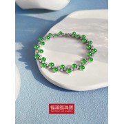 18K白色黃金鑲天然A旦玉手鏈