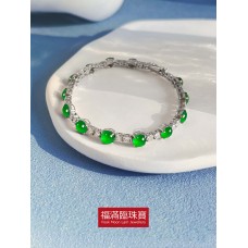 18K白色黃金鑲天然A旦玉手鏈