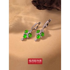 18K白色黃金鑲天然A旦玉耳環