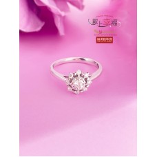 18K白色黃金鑲天然鑽石戒指