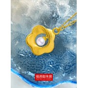 999.9足金鑲養珠伴天然鉆石耳環