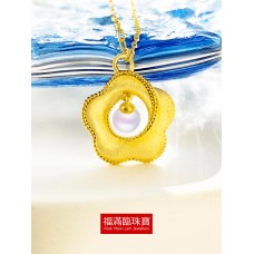 999.9足金鑲養珠伴天然鉆石耳環