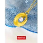 999.9足金鑲養珠伴天然鉆石耳環