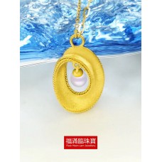 999.9足金鑲養珠伴天然鉆石耳環