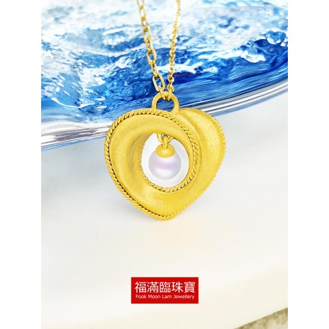 999.9足金鑲養珠頸鏈