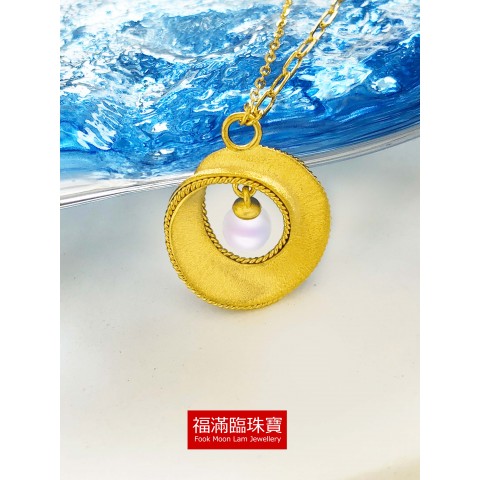 999.9足金鑲養珠頸鏈