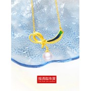 999.9足金鑲養珠頸鏈