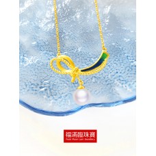999.9足金鑲養珠頸鏈