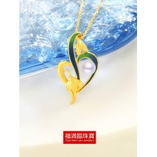 999.9足金鑲養珠頸鏈