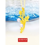 999.9足金鑲養珠頸鏈