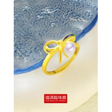 999.9足金鑲養珠伴天然鉆石耳環